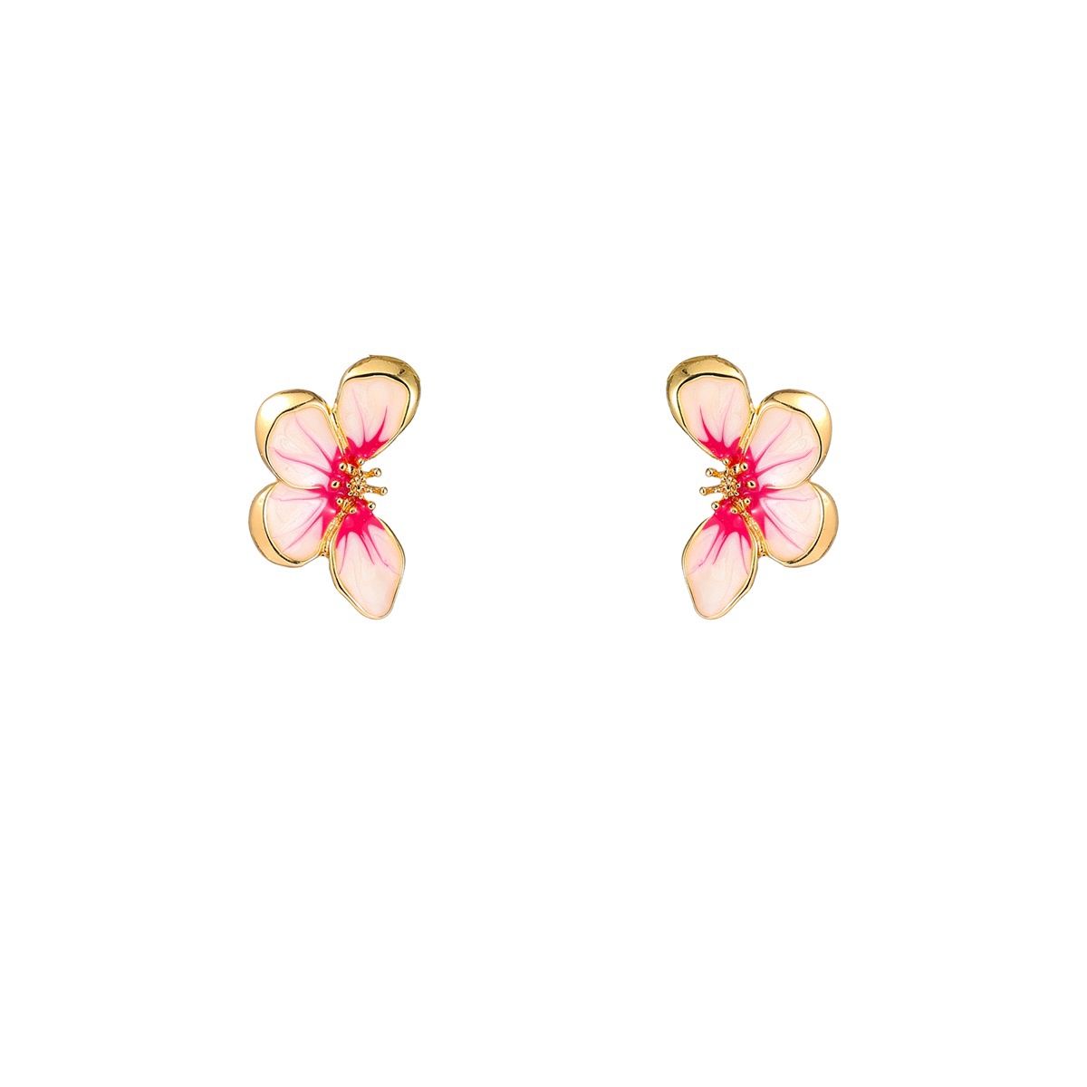 Half Flower Stud - Fuchsia