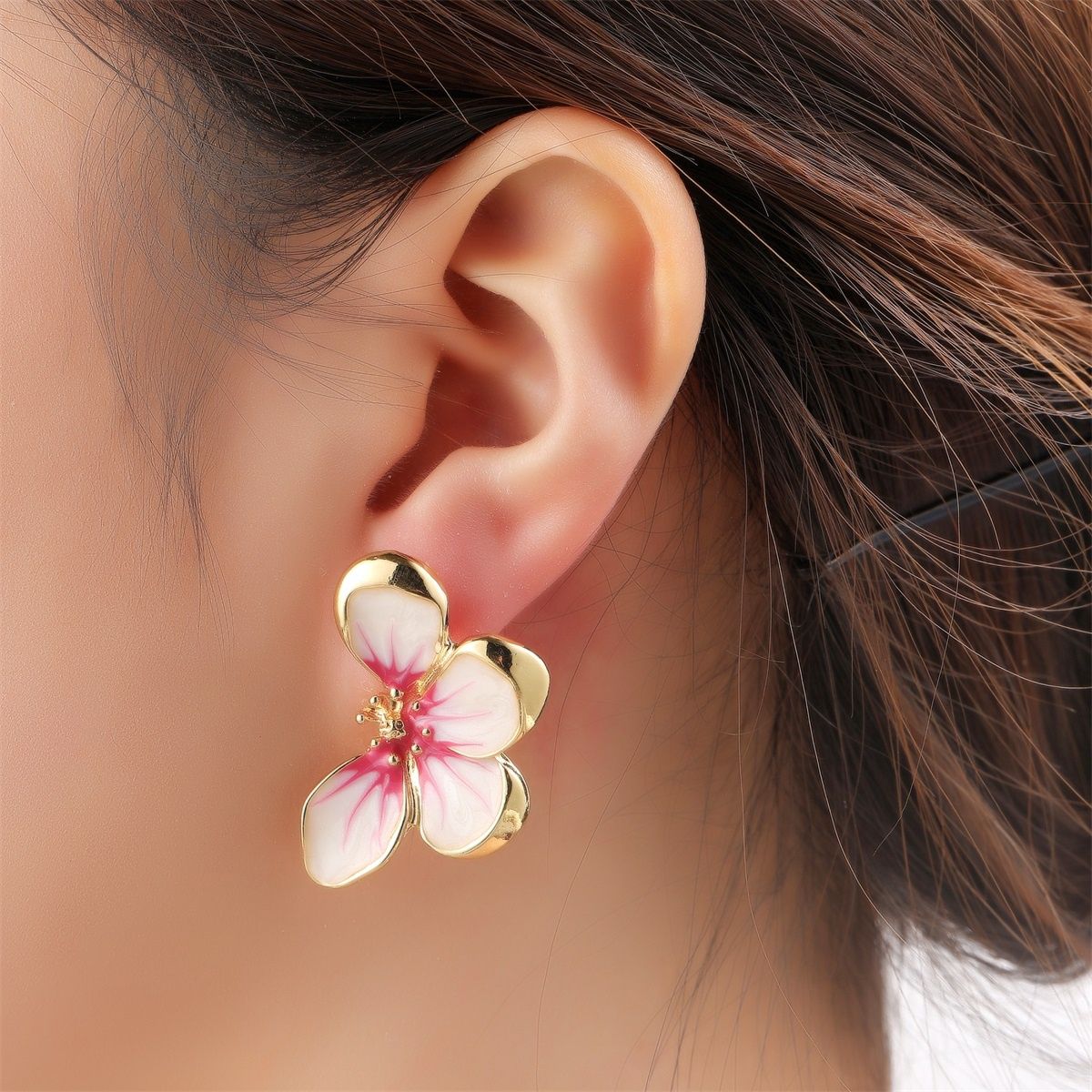 Half Flower Stud - Fuchsia