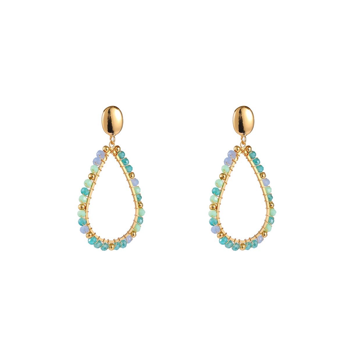 Oval Drop Earring - Petrol Sky