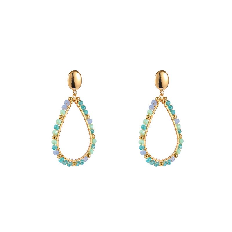 Oval Drop Earring - Petrol Sky