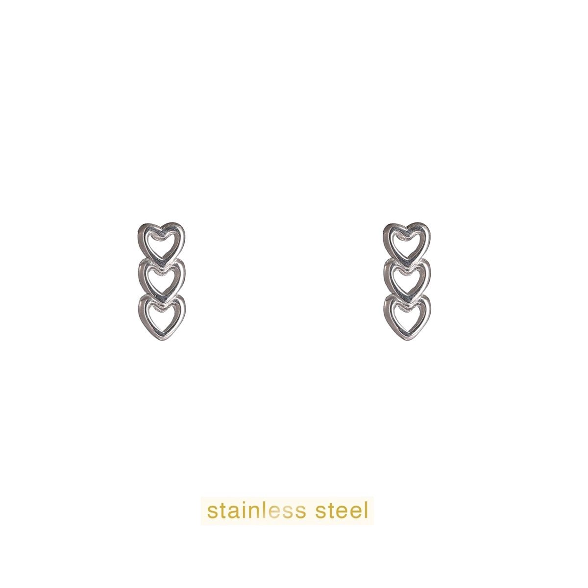 3 Hearts Stud - Silver