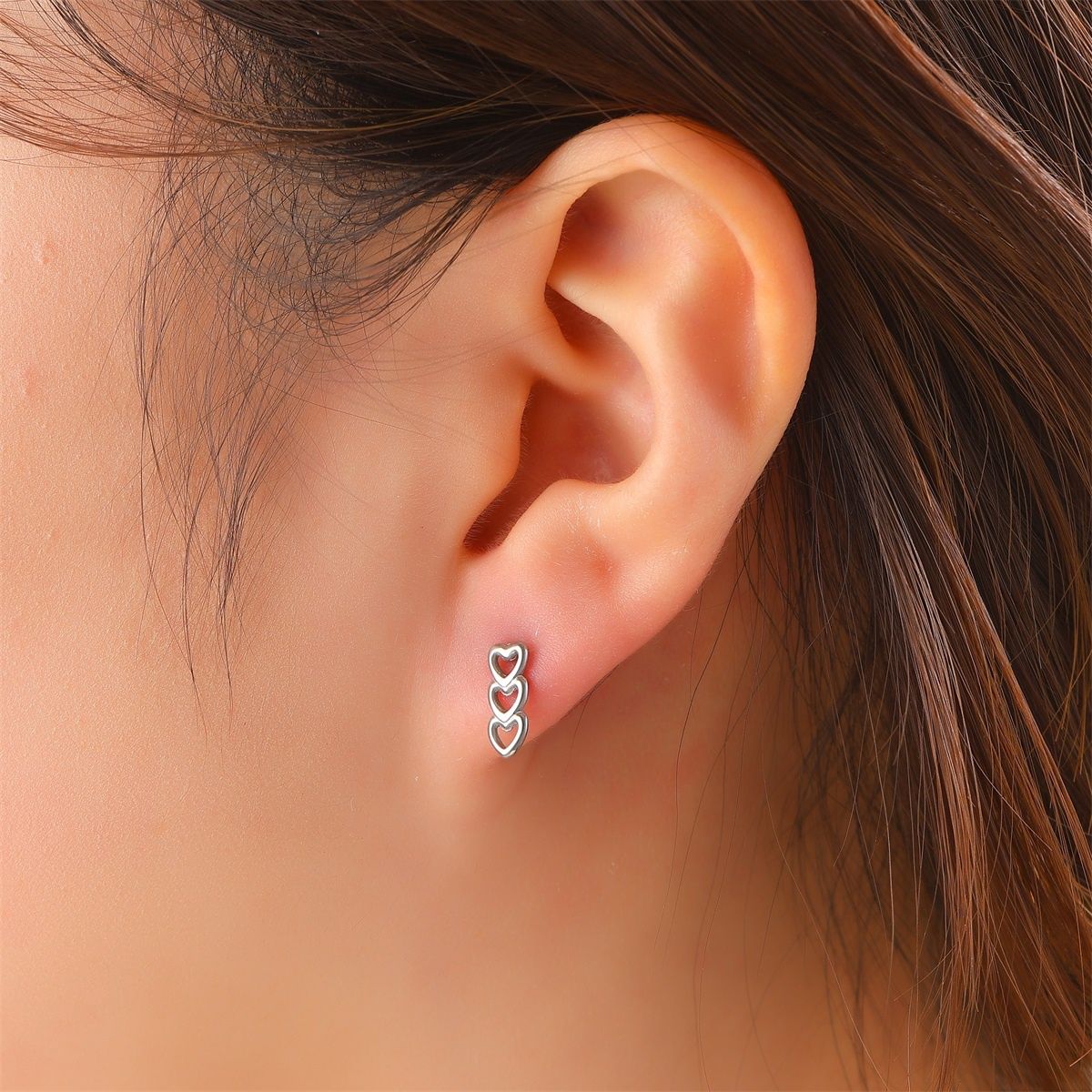 3 Hearts Stud - Silver
