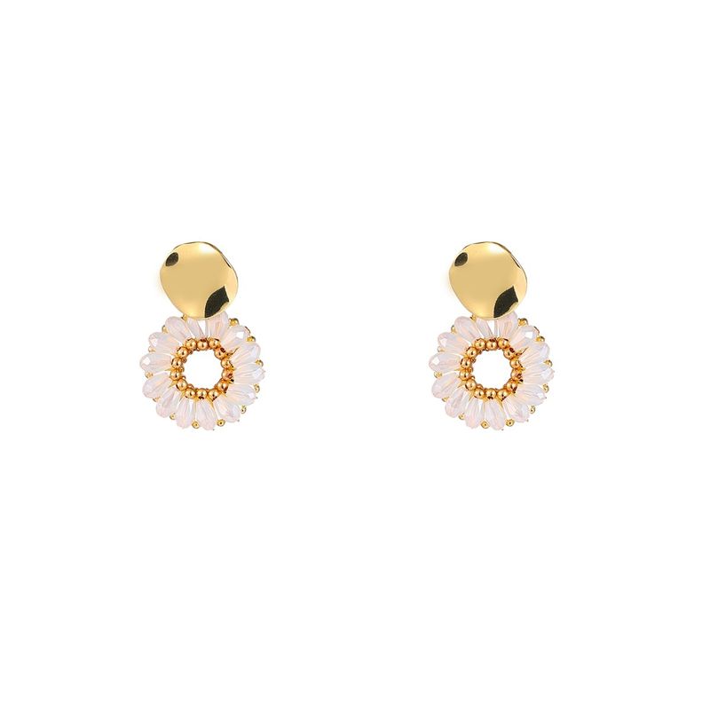 Round Stud Dangle - Ice White