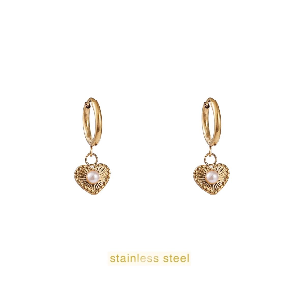 Pearly Heart Hoop - Gold