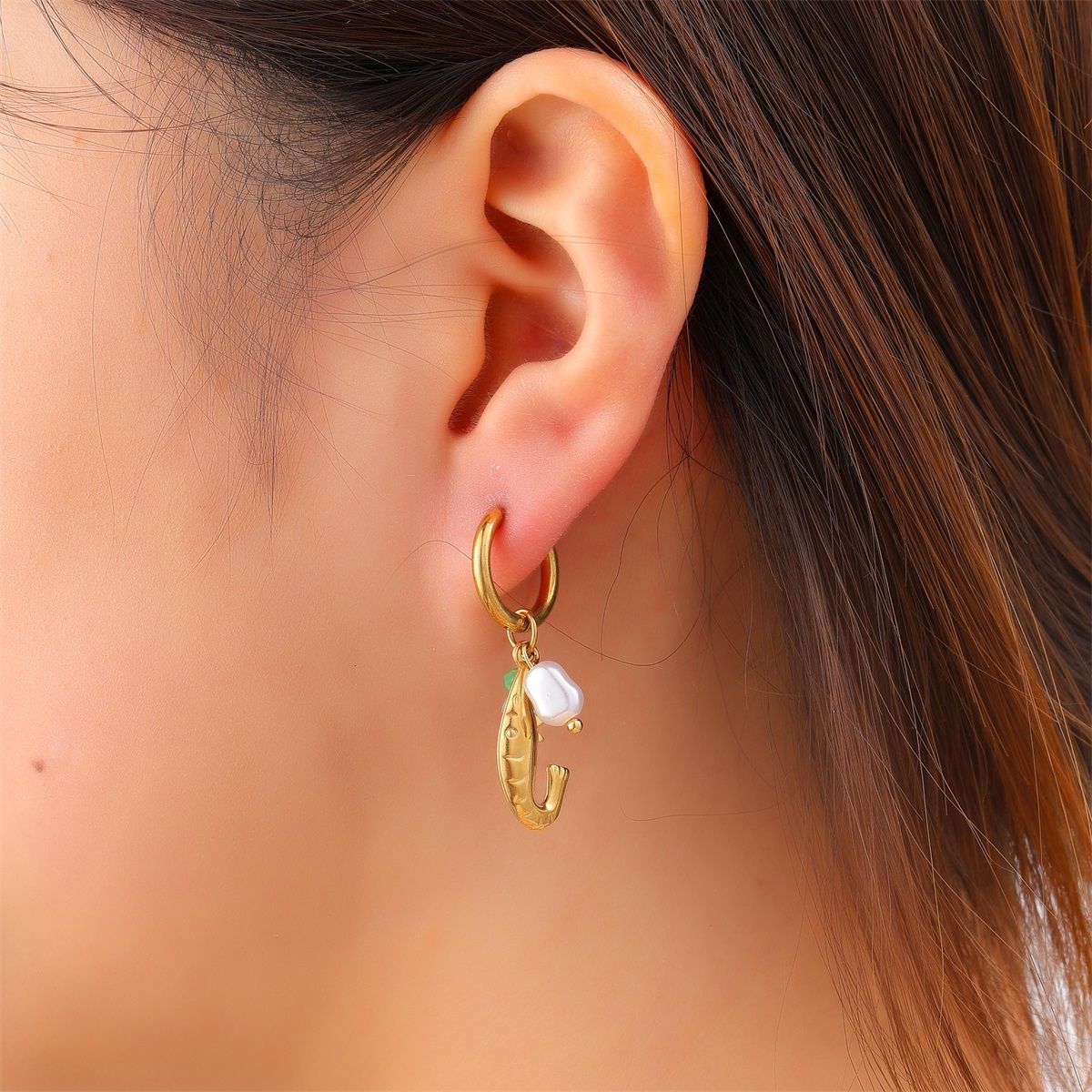 Summer Shrimp Hoop - Gold