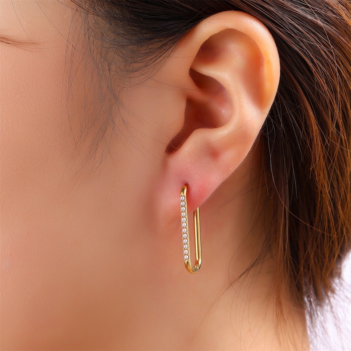 Fine Pearl Hoop - Gold