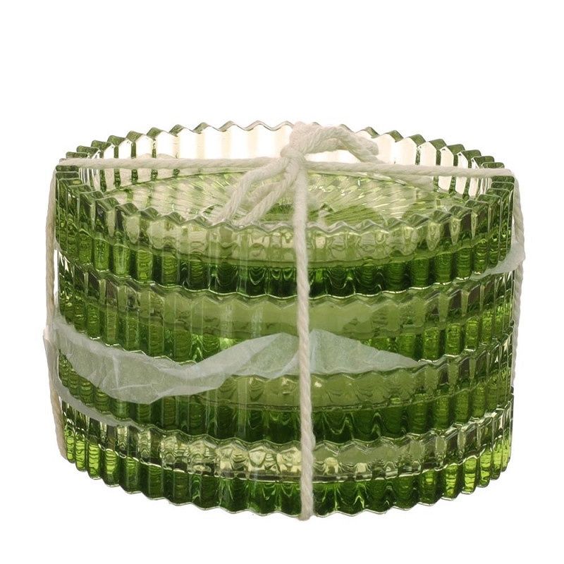 Glazen onderzetters - Groen 4st