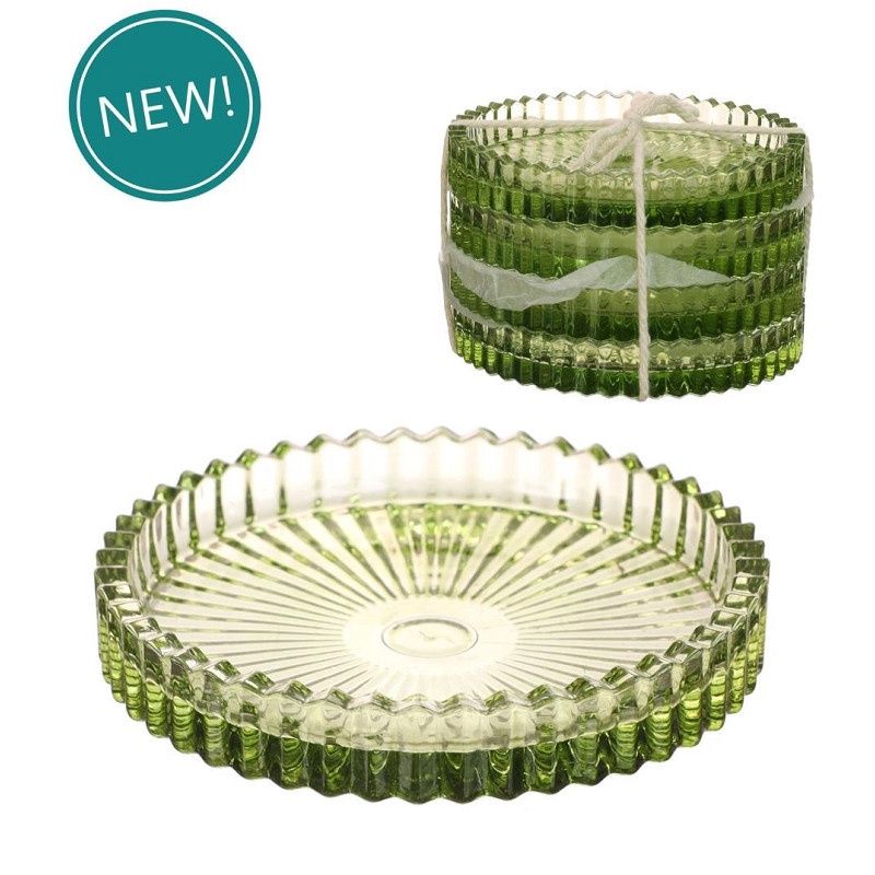 Glazen onderzetters - Groen 4st