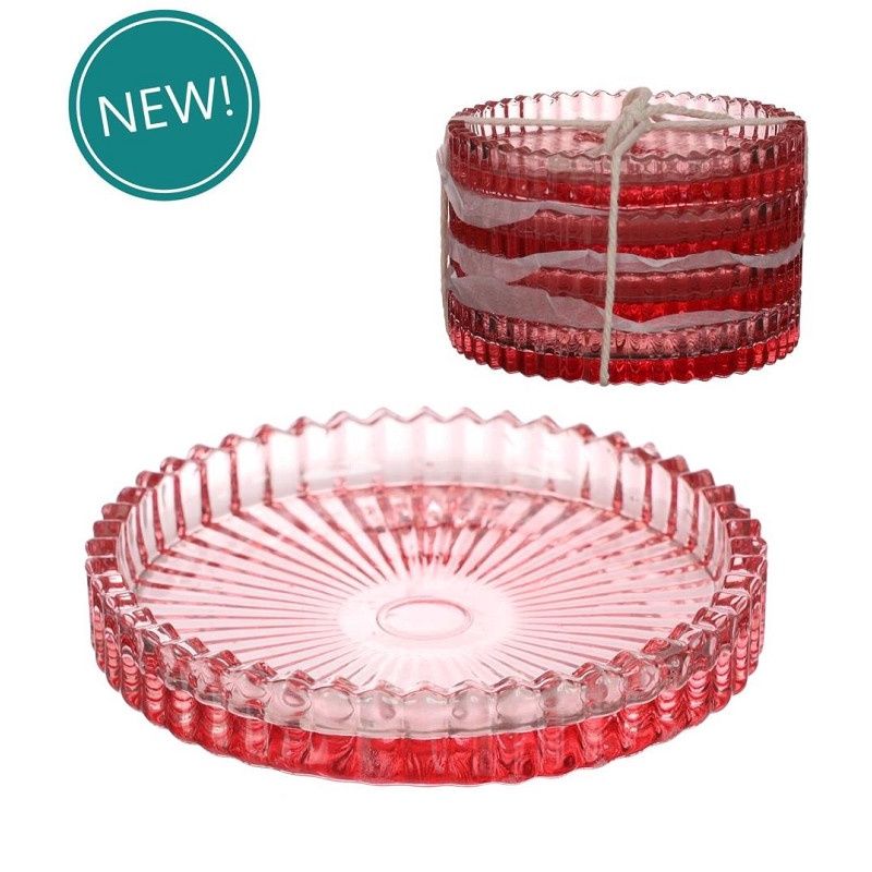 Glazen Onderzetters - Roze 4st