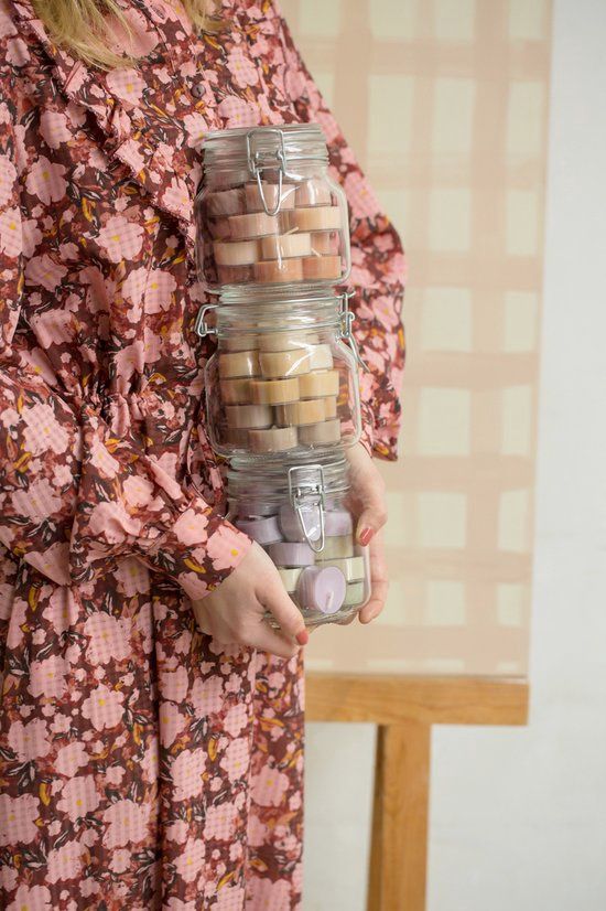 Weckpot 20 Theelichtjes - Lila / Groen