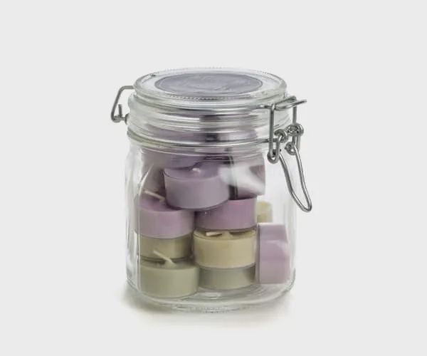 Weckpot 20 Theelichtjes - Lila / Groen