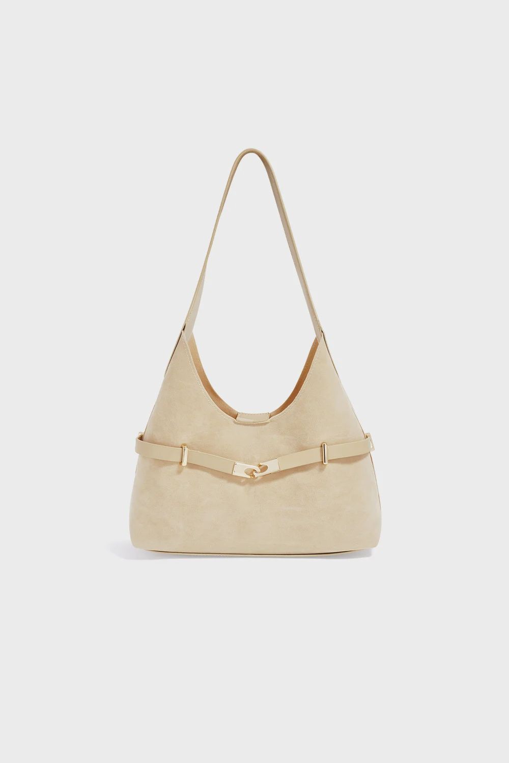 Suede Schoudertas - Beige