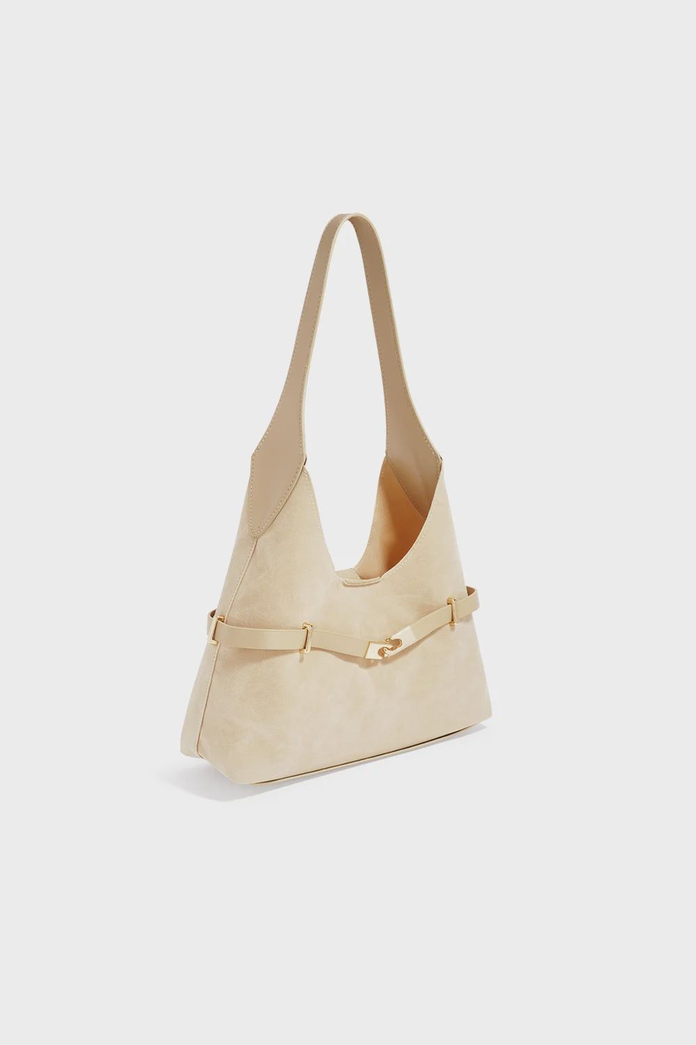 Suede Schoudertas - Beige