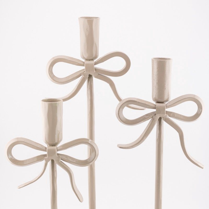 Kandelaar Bow / Strik 30cm - Beige