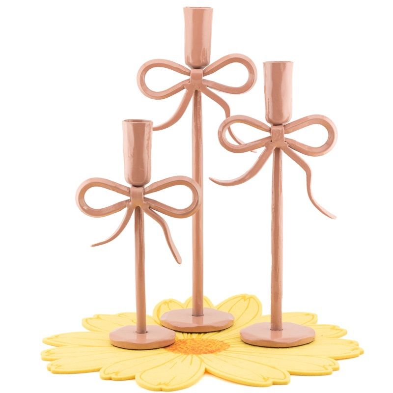 Kandelaar Bow / Strik 30cm - Roze