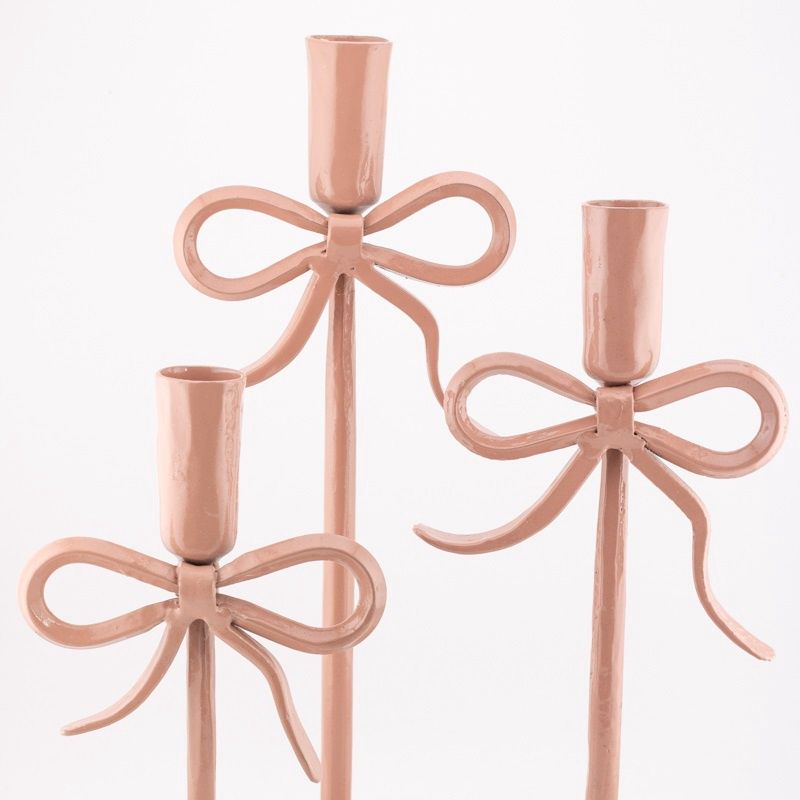 Kandelaar Bow / Strik 20cm - Roze