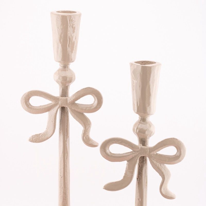 Kandelaar Strikje 25cm - Beige