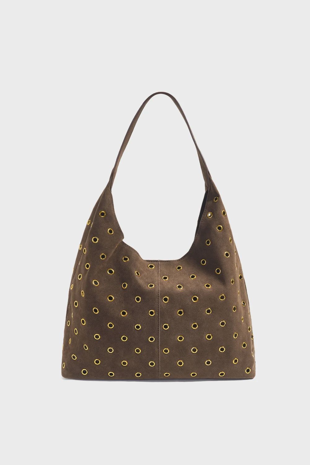Schoudertas Gouden Studs - Bruin