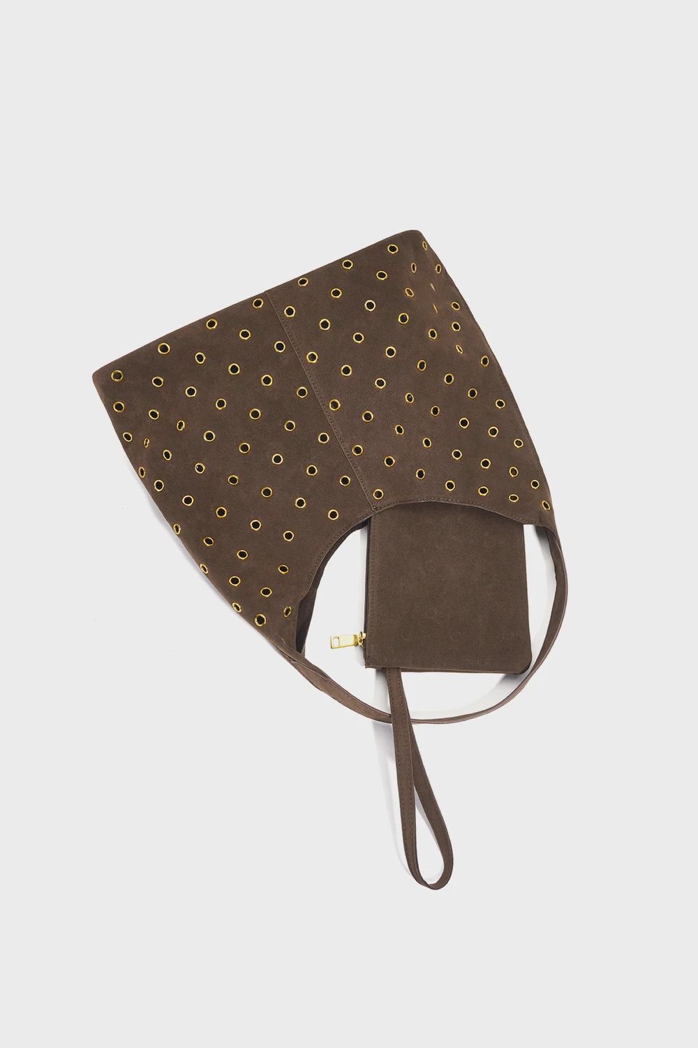 Schoudertas Gouden Studs - Bruin