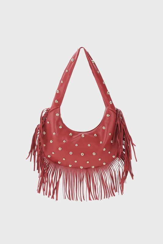 Studded Handbag - Red
