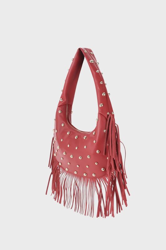 Studded Handbag - Red
