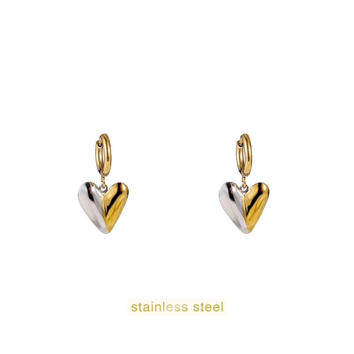 Oorbel Two Tone Heart Hoop