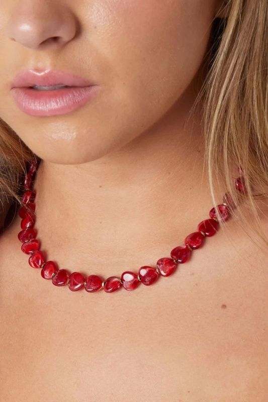 Acrylic Beaded Hearts Necklace  Crismon