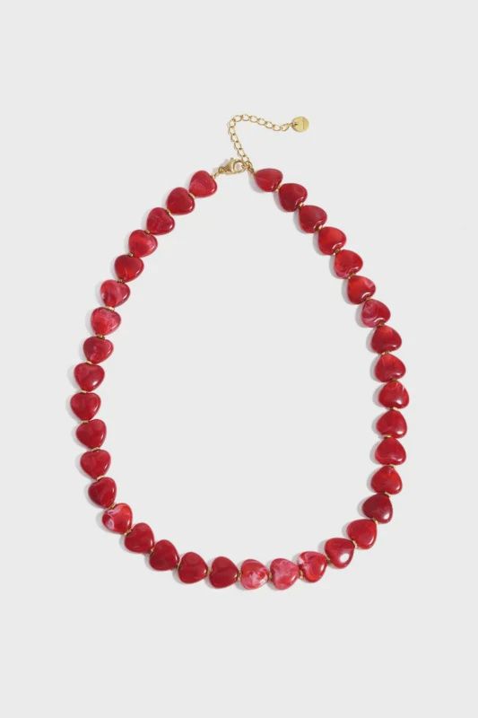 Acrylic Beaded Hearts Necklace  Crismon