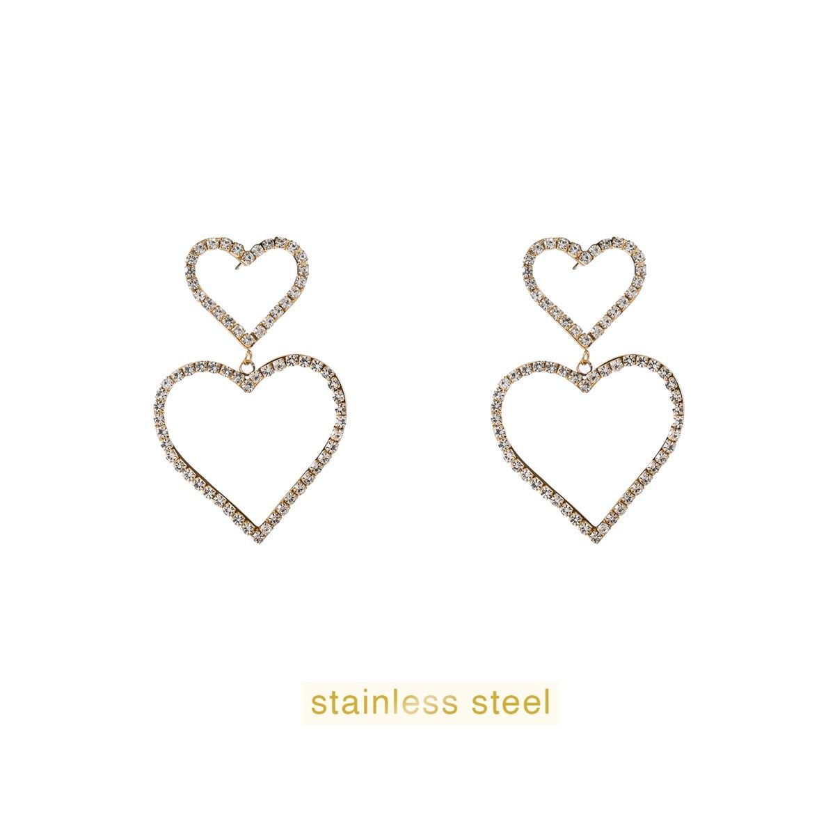 2 Big Sparkle Hearts Gold