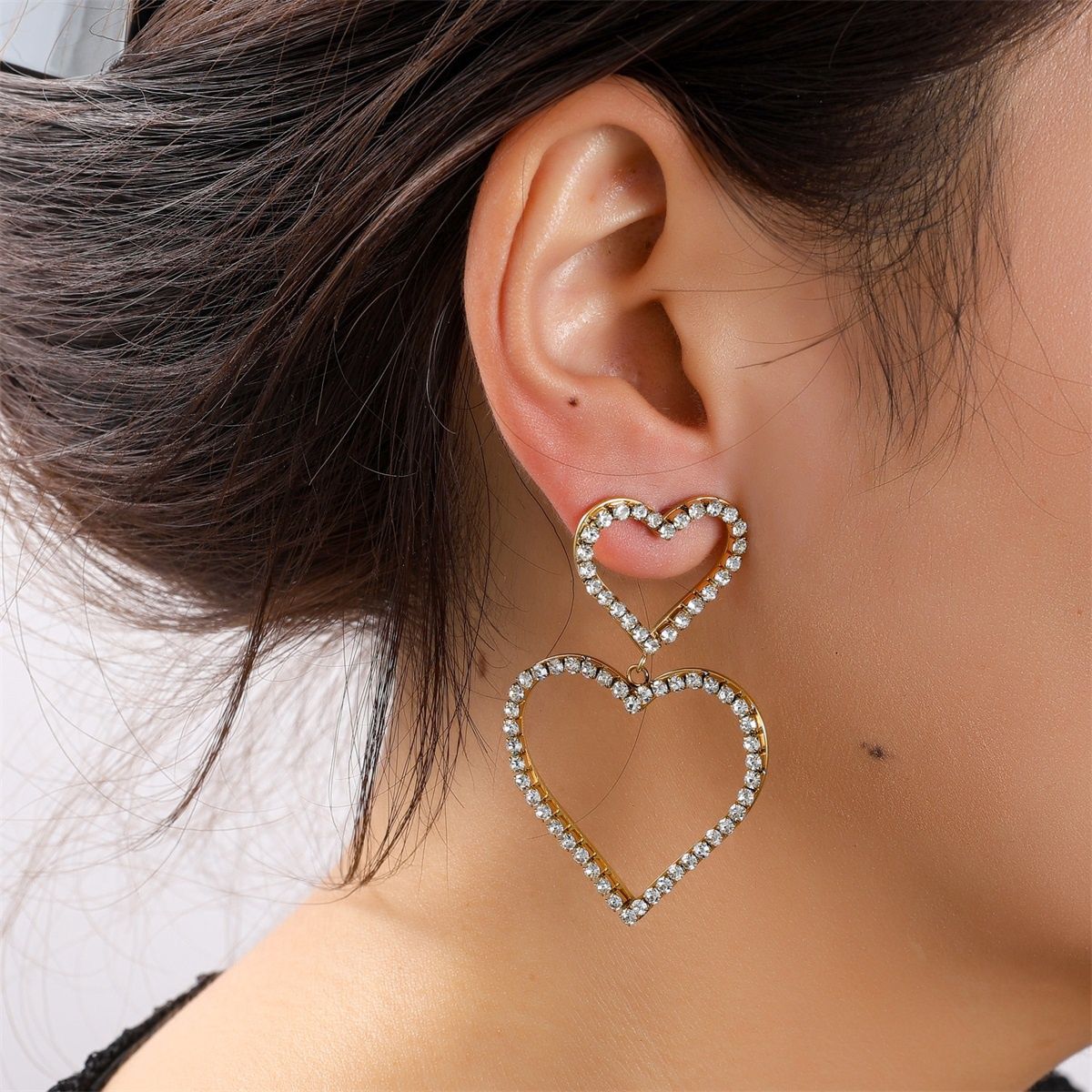 2 Big Sparkle Hearts Gold