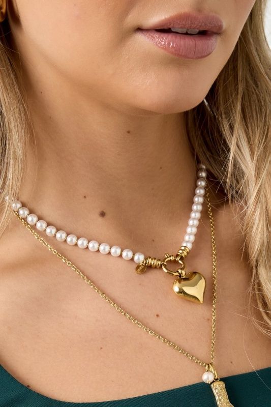 Beaded Pearl Necklace Gold