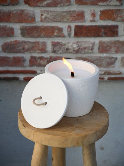 Outdoor Candle Olivier - White