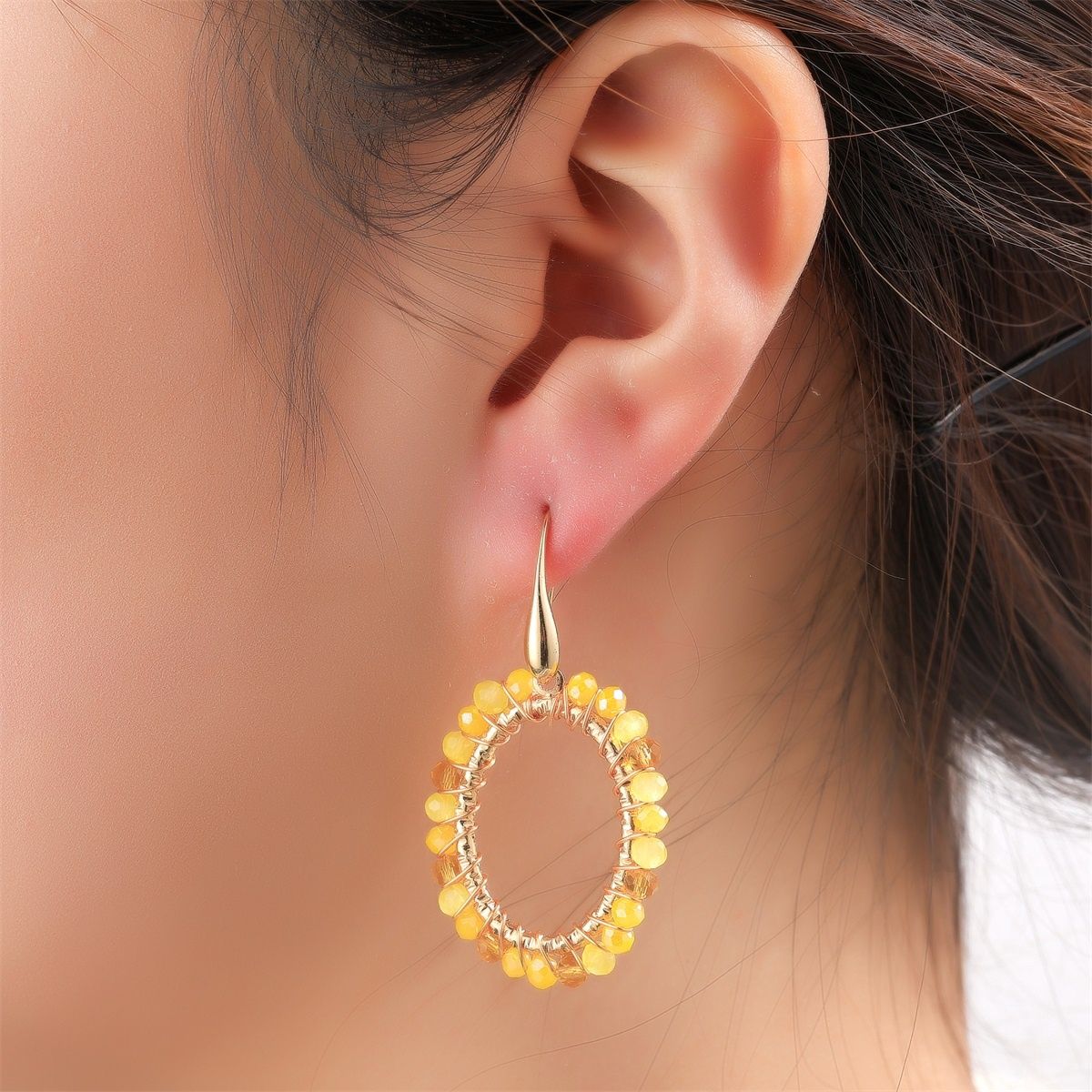 Oval Dangle - Butter Yellow