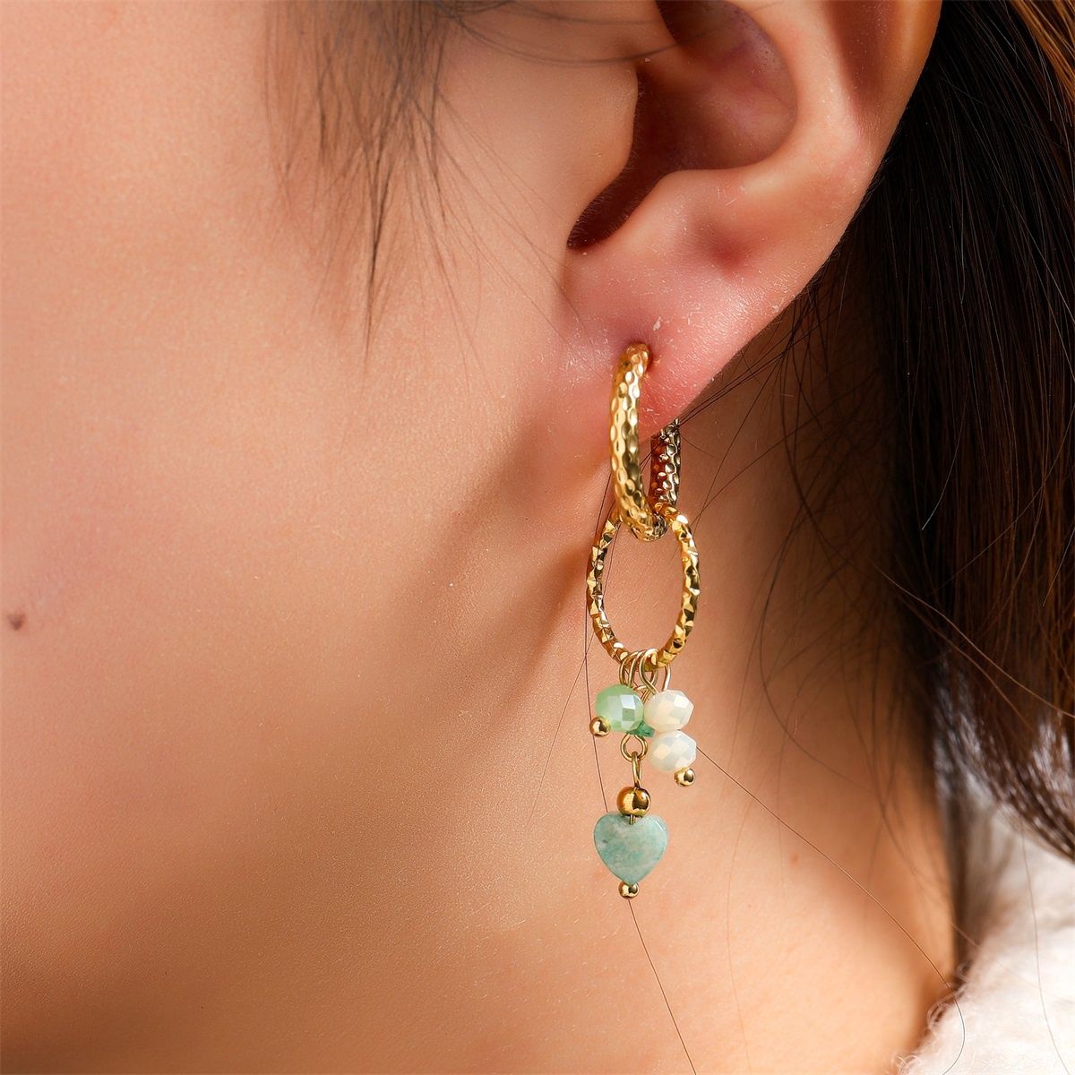 Round Dangle Festival Hoop - Blue / Gold