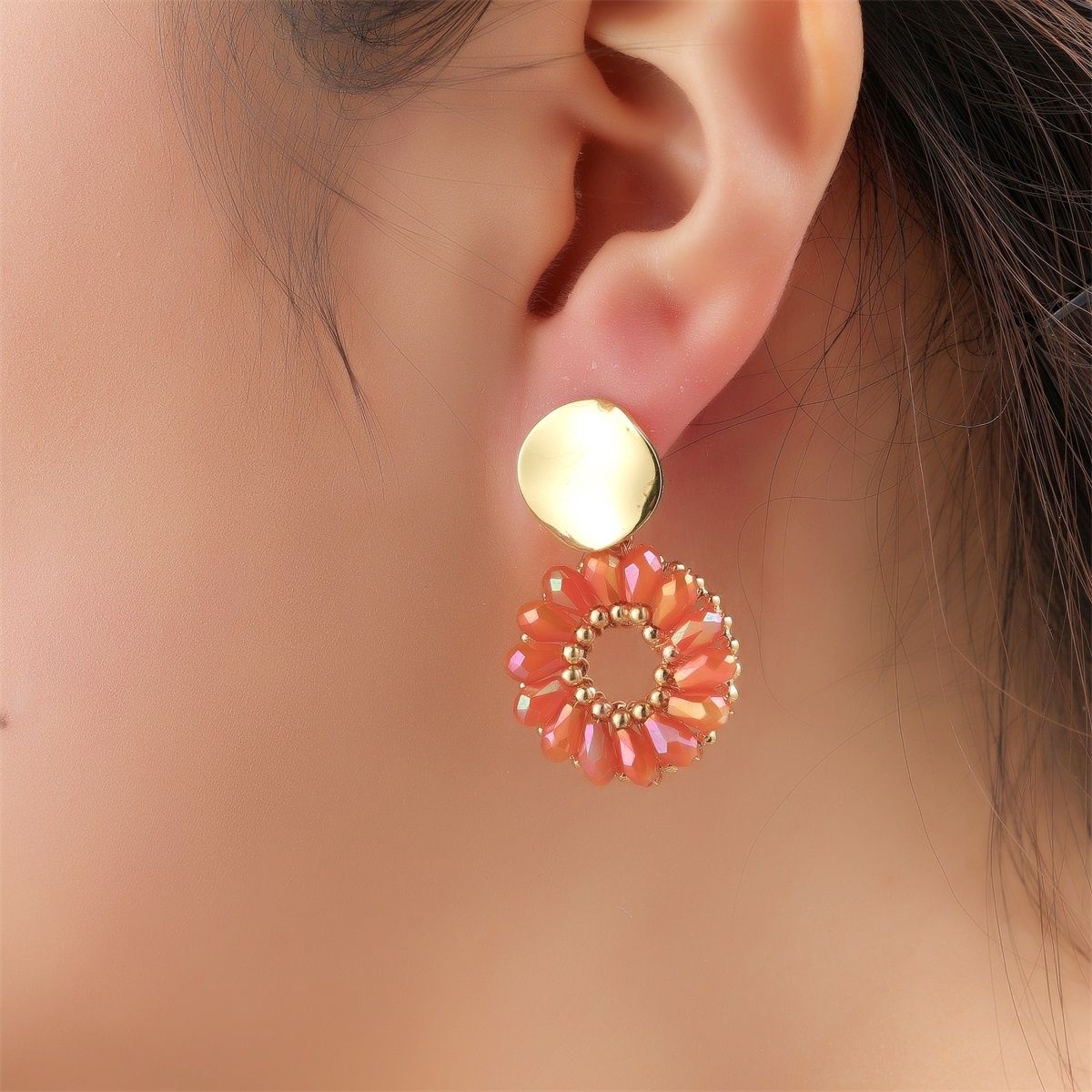 Round Stud Dangle - Ginger