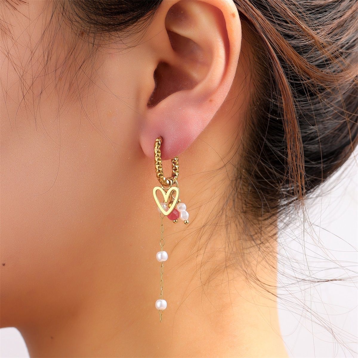 Open Heart Festival Hoop - Pink / Pearl / Gold