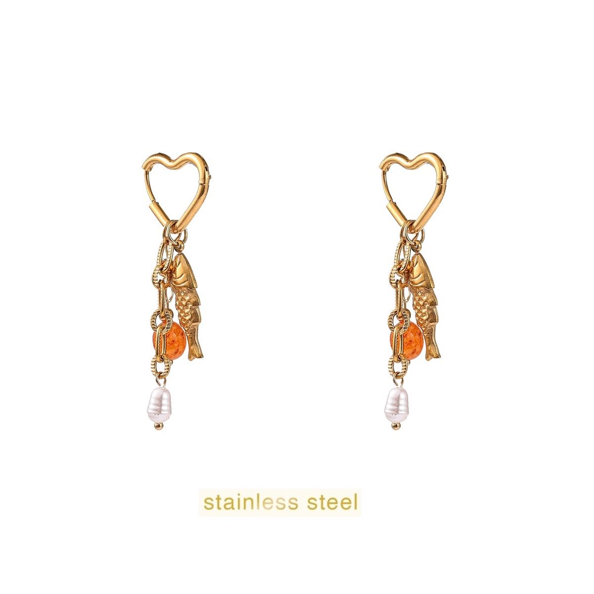 Fishy Festival Hoop - Orange / Pearl / Gold