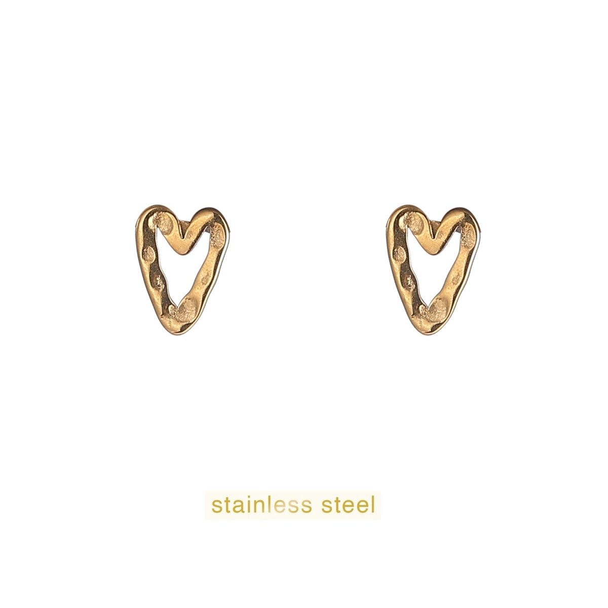 Small Hammered Heart Stud - Gold