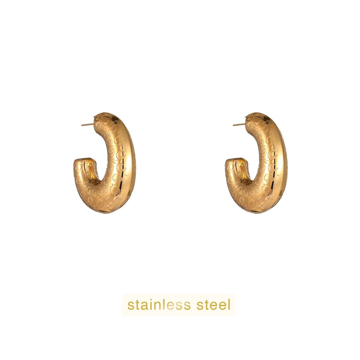 Leopard Hollow Hoop - Gold