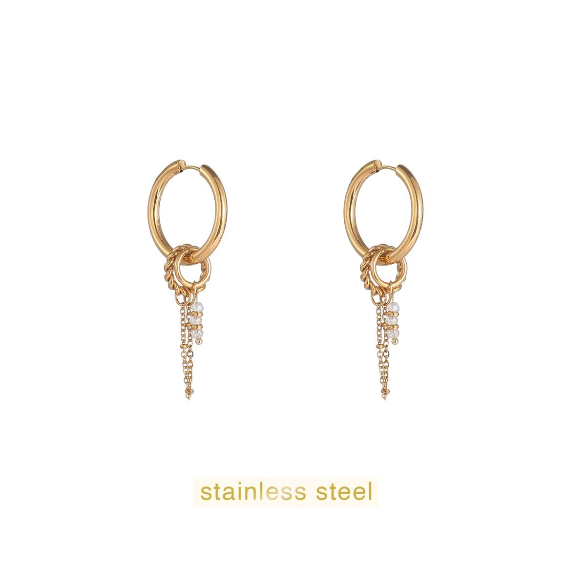 Stones + Big Hoop - Gold / Crystal