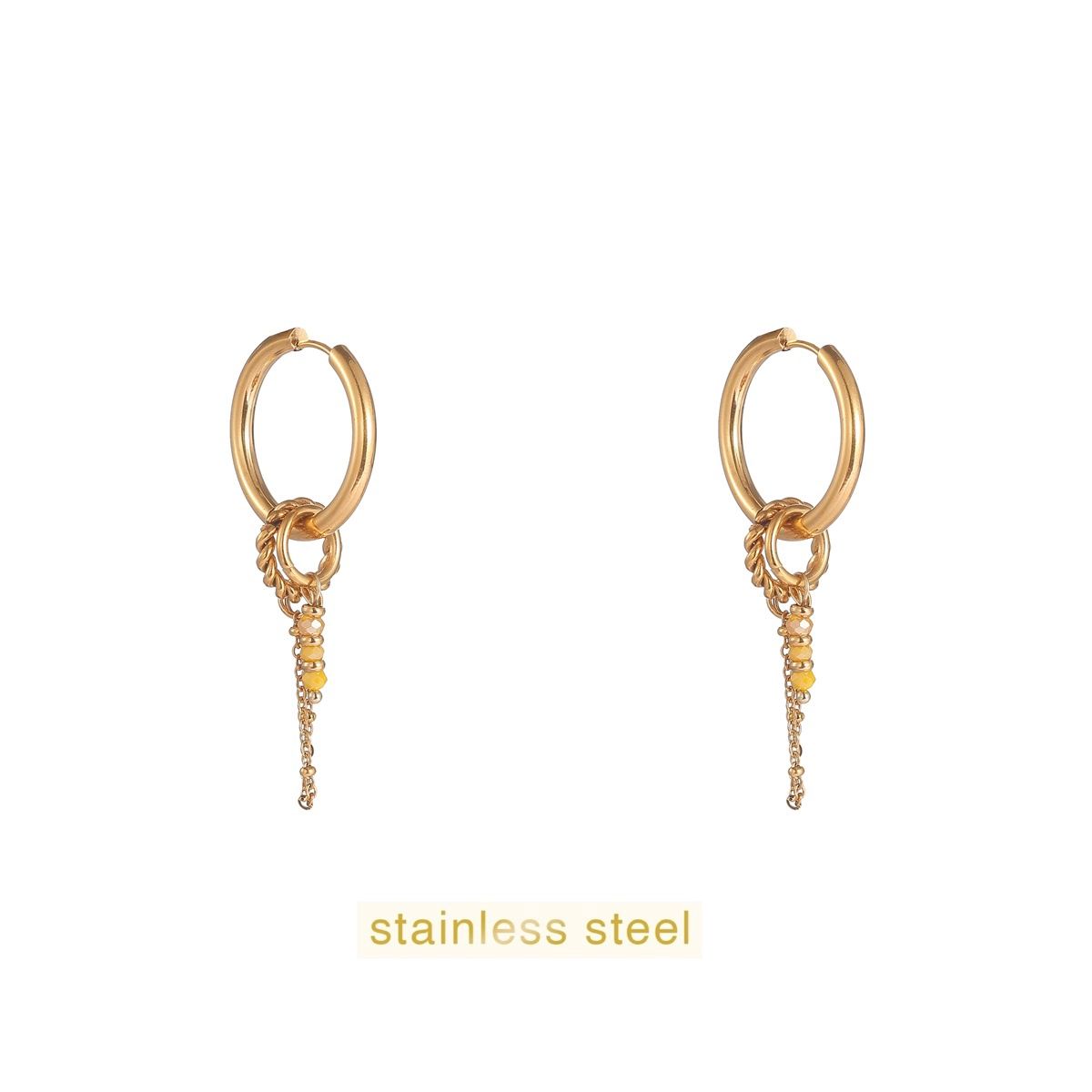 Stones + Big Hoop - Gold / Lemon