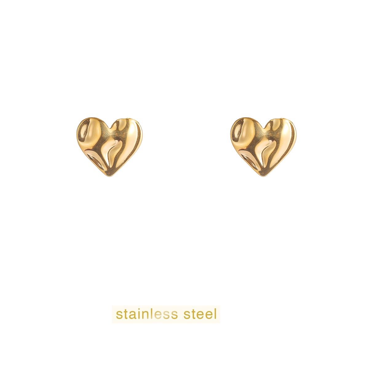 Wavy Heart Stud - Gold