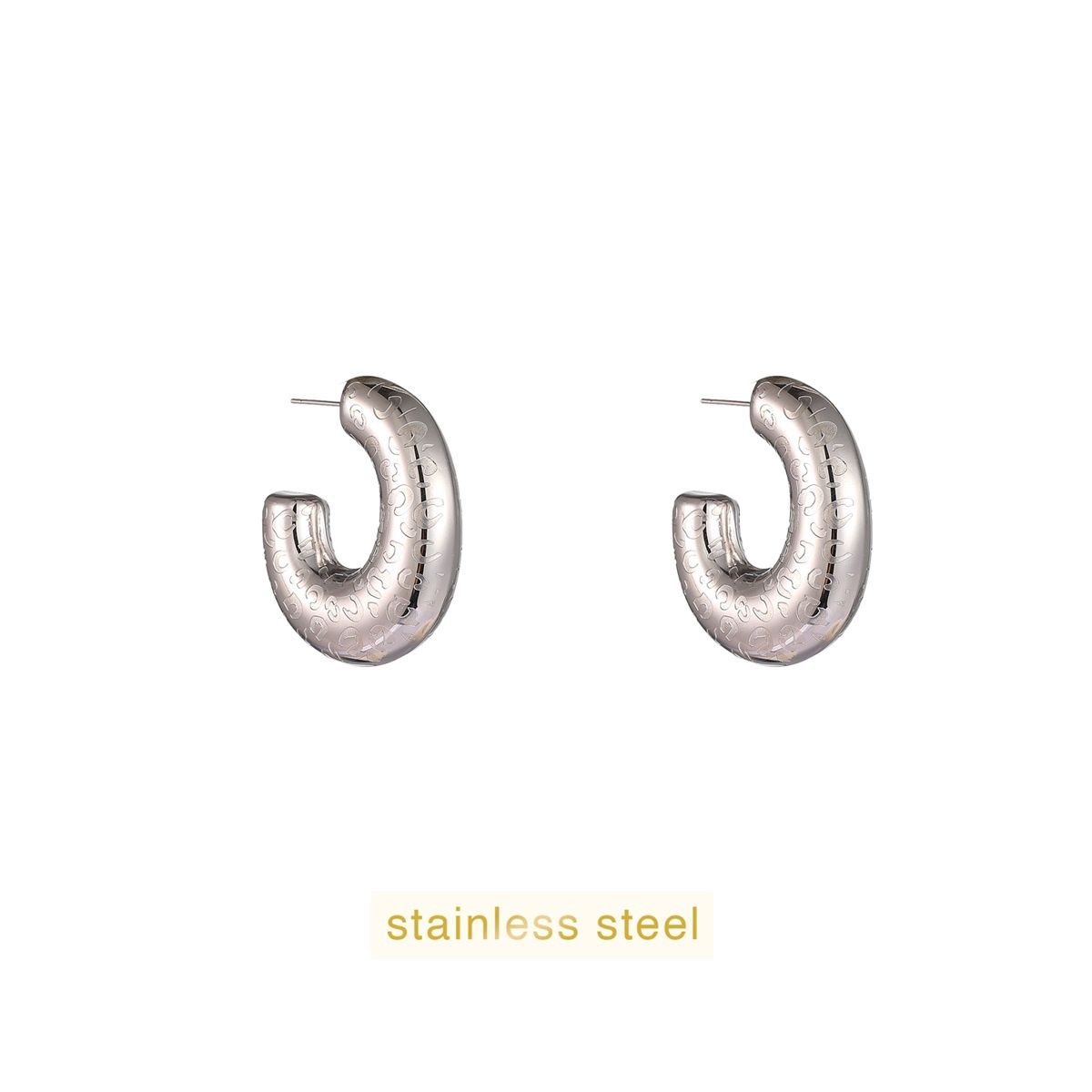 Leopard Hollow Hoop - Silver