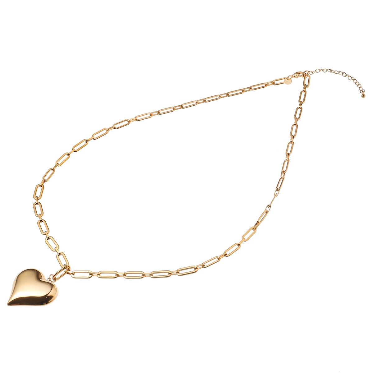 Flat Link Heart Necklace - Gold