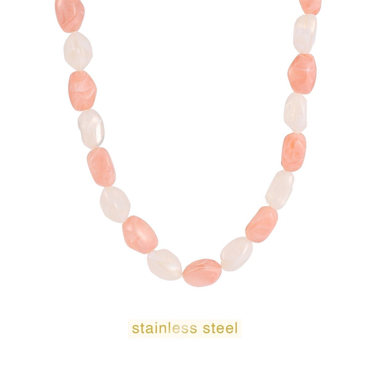 Stones Necklace - White / Pink