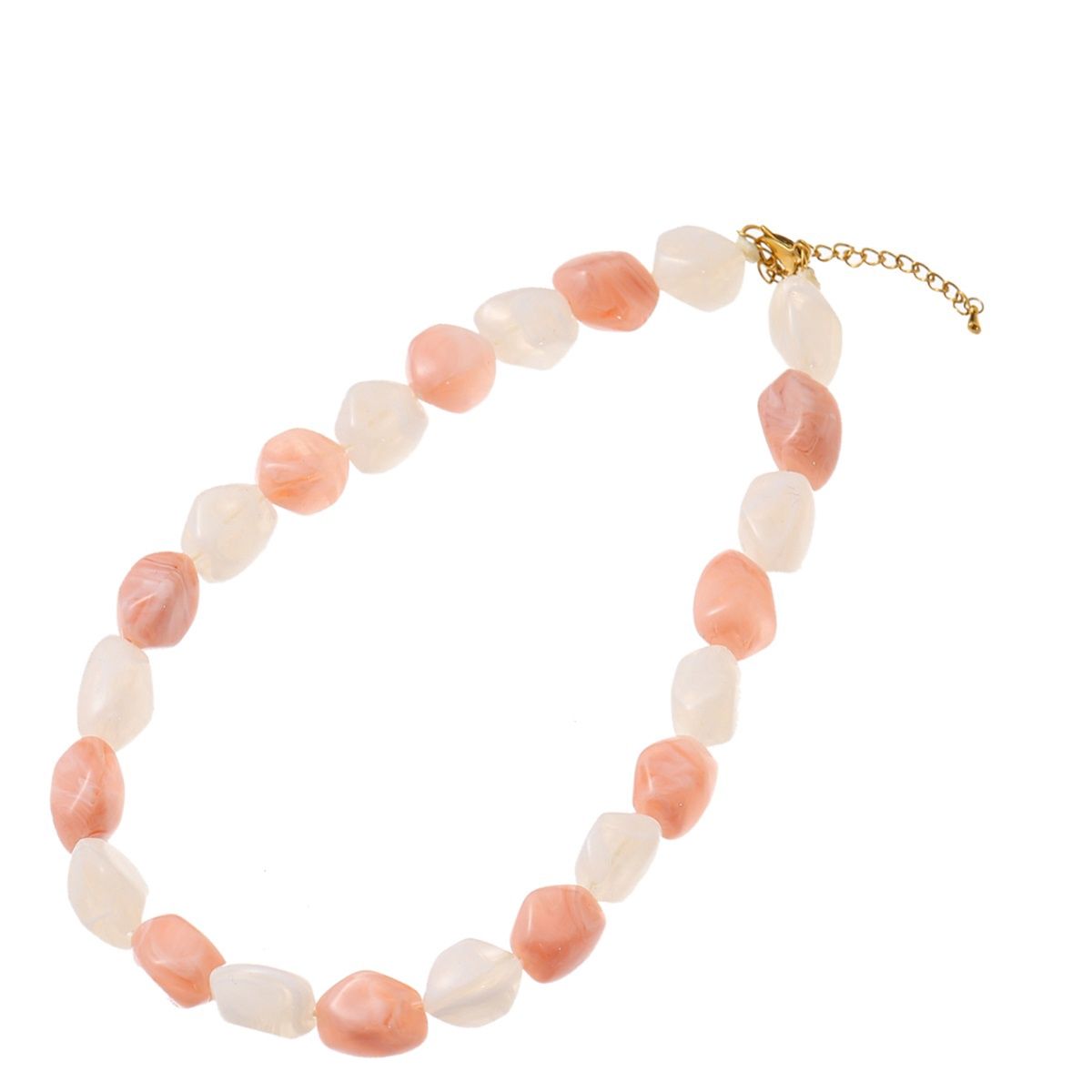 Stones Necklace - White / Pink