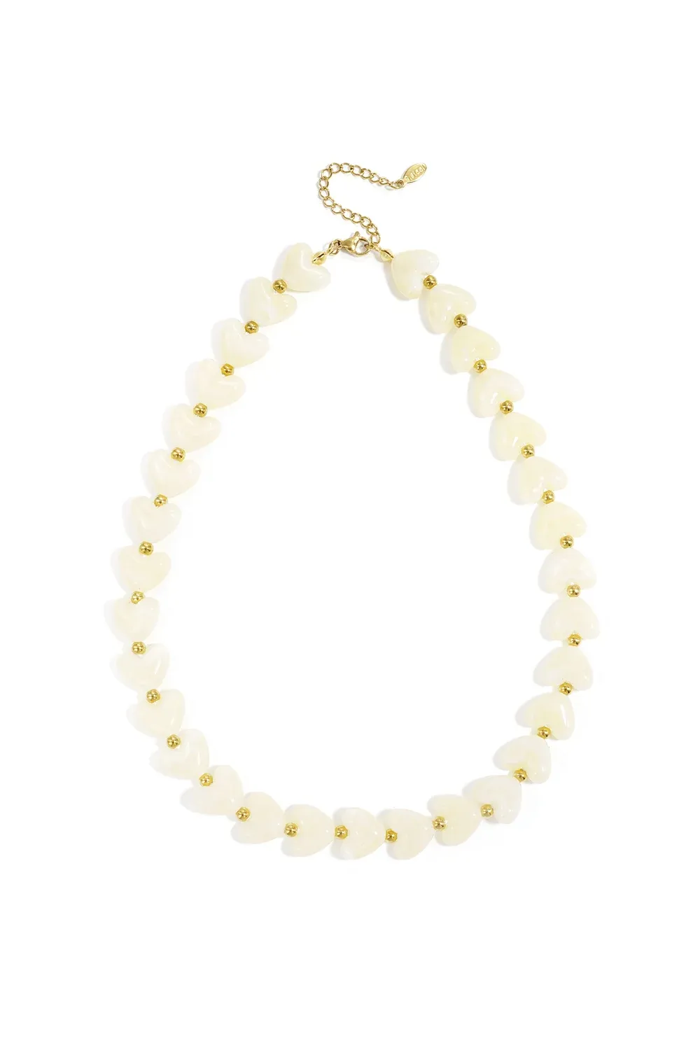 Hart Kralen Ketting - Beige