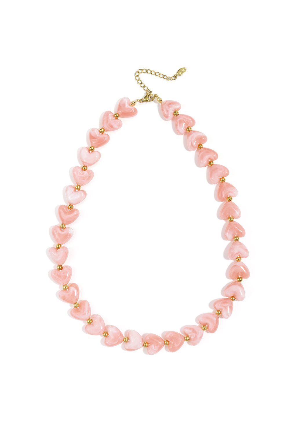 Hart Kralen Ketting - Roze