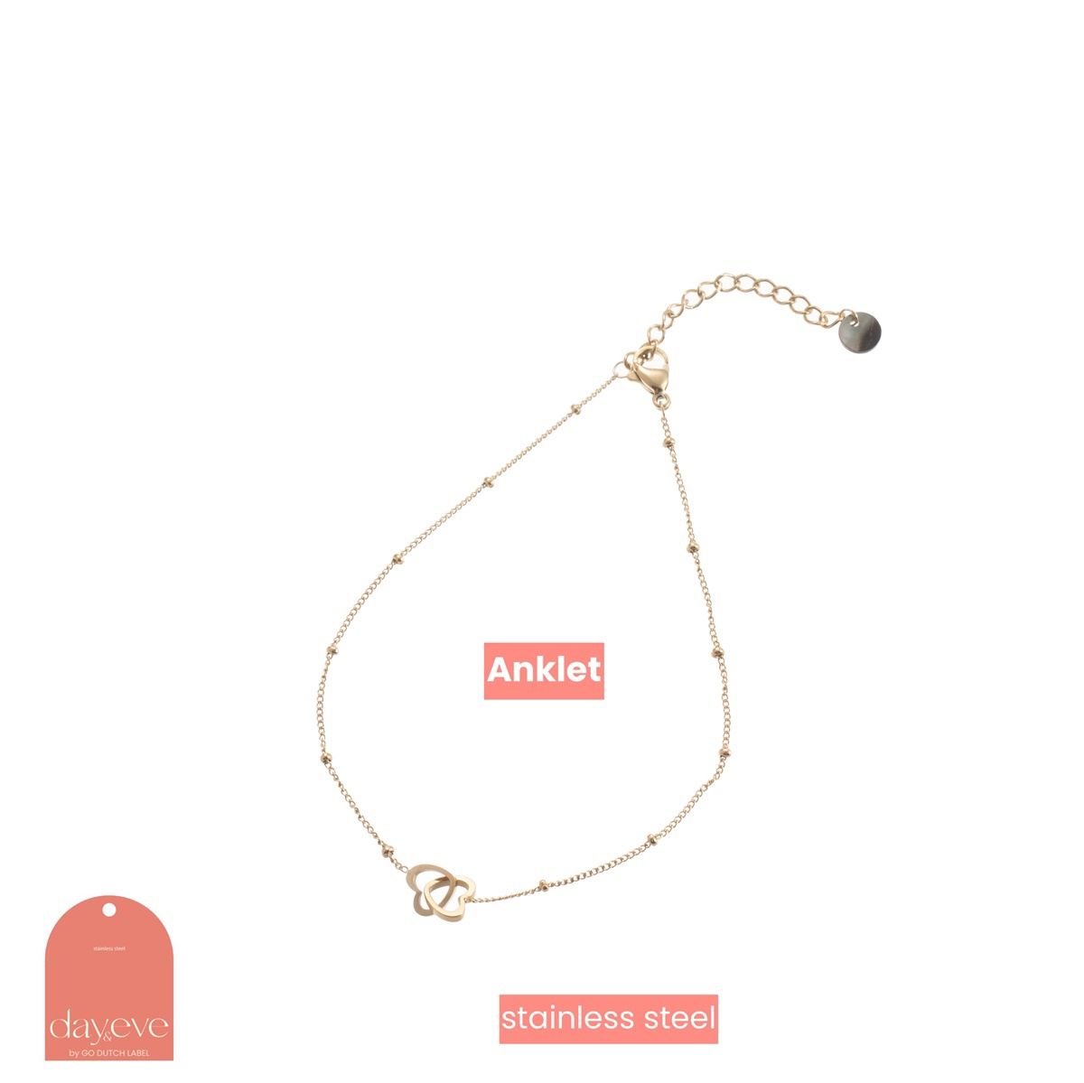 Enkelbandje Double Heart Anklet - Gold