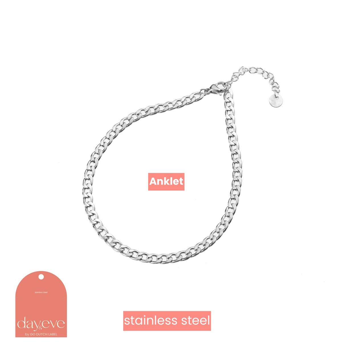 Enkelbandje Flat Round Link - Silver